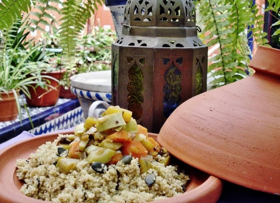 Couscous de quinoa con pipas de calabaza y verduritas